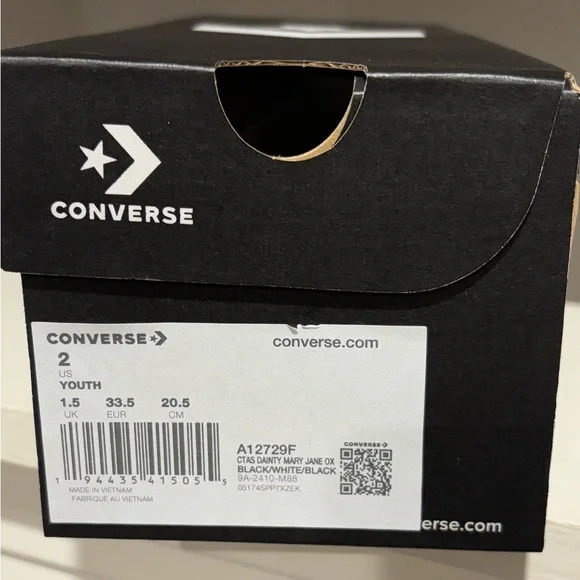 Converse CTAS Dainty Mary Jane Chuck Taylor Black White Slip On Shoes Youth 2Y - Picture 9 of 9